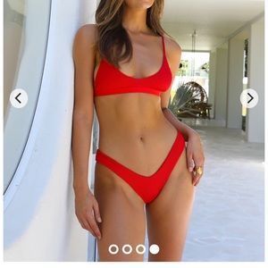 Kulani Kinis Cheeky V Strawberry red bikini bottom